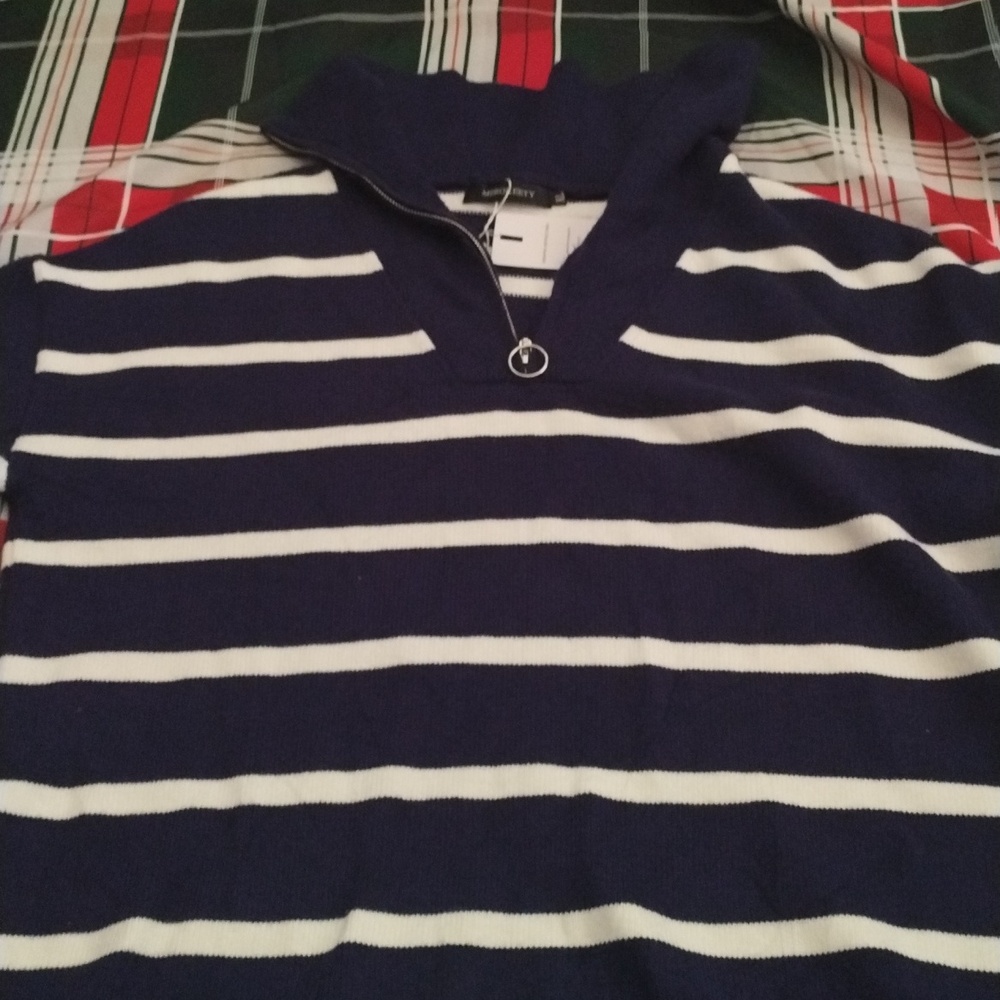 Merokeety XL sweater for women blue , white stripe